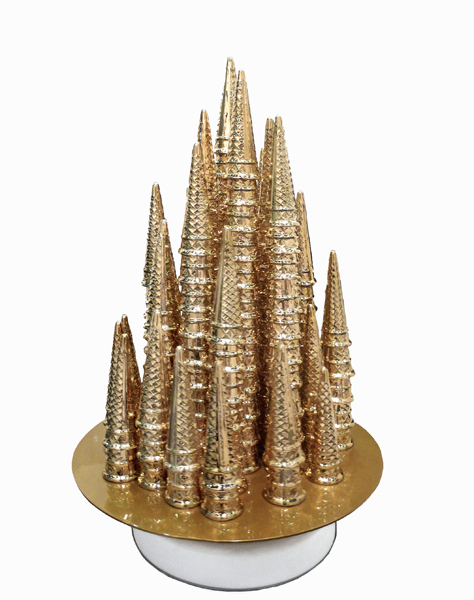 Aus der Serie: Cities, CITY OF LIARS, Spiegel, Drehbühne, Keramik mit Goldglasur, 2015